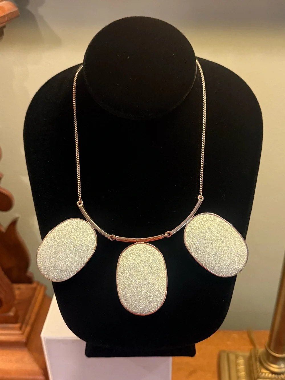 Kate Spade Do Wonders Pavé Oval Statement Rose Gold Necklace $198
